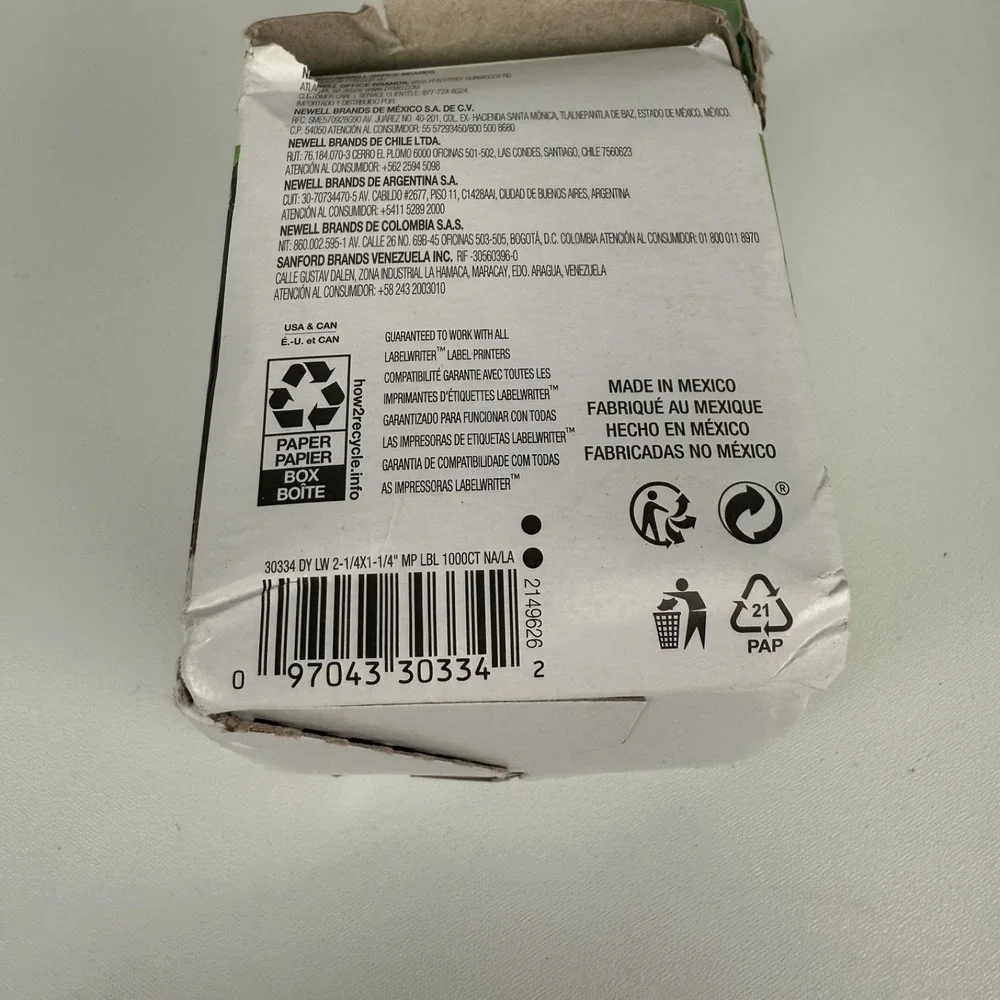 DYMO Multi Purpose Labels‎ 1 1/4 x 2 1/4 1000 Labels Peel and Stick Rolls